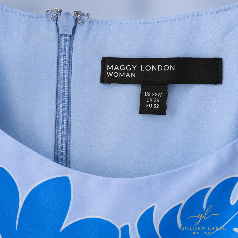 NWOT Maggy London 22W Blue Navy Floral Colorblock Maxi Dress Sleeveless - Picture 8 of 10